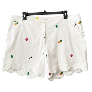 Crown & Ivy White Embroidered Shelby Scalloped Hem Shorts Size 16